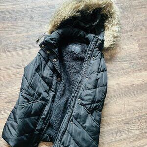 Banana Republic Woman's Faux Fur Puffer Sleeveless Vest Jacket Adult Petite